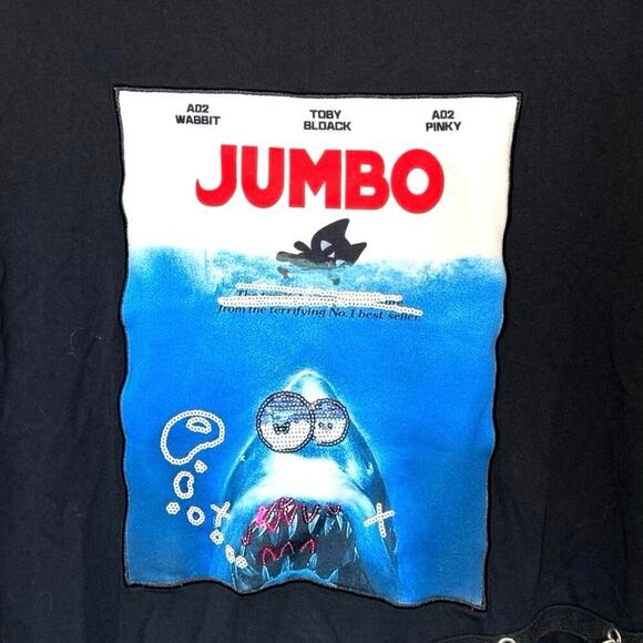 A02 Toby Black Jumbo King of Monsters Embellished Graphic T-Shirt Size Small - Picture 3 of 7